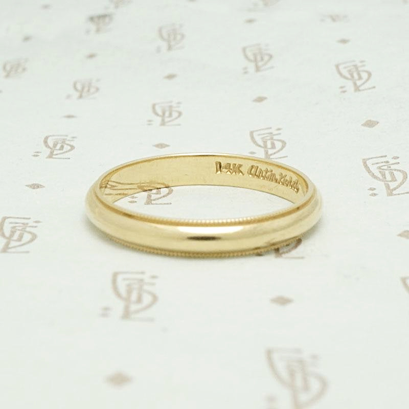 Vintage Men's Milgrain Edged Gold Wedding Band