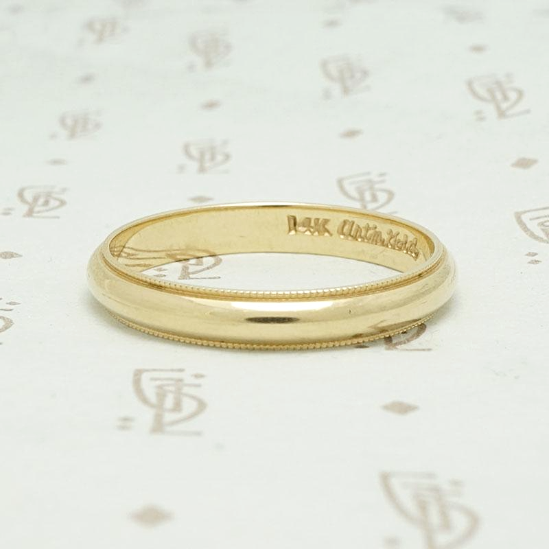 Vintage Men's Milgrain Edged Gold Wedding Band