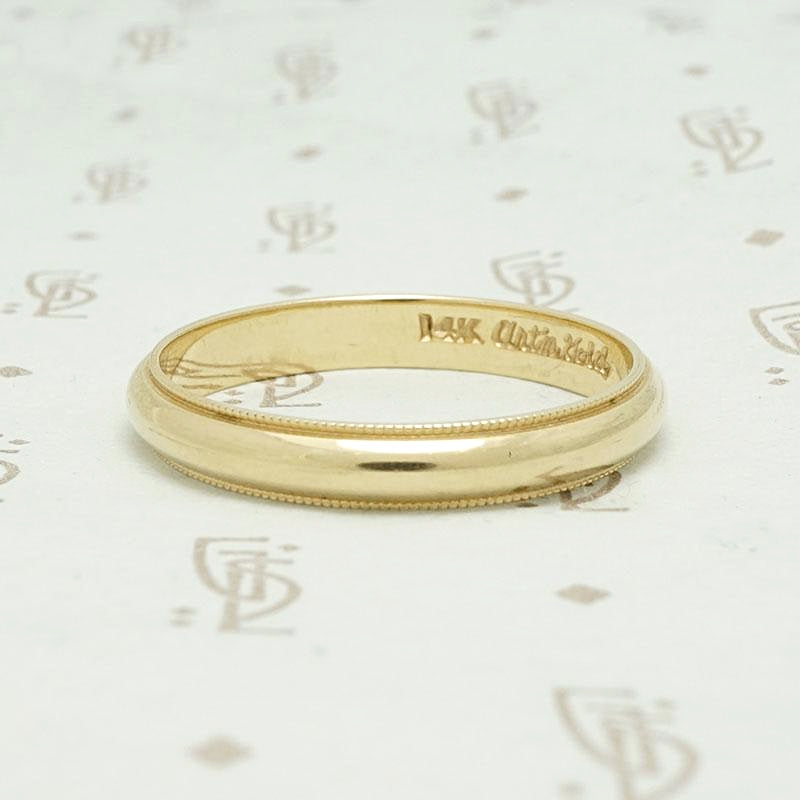 Vintage Men's Milgrain Edged Gold Wedding Band