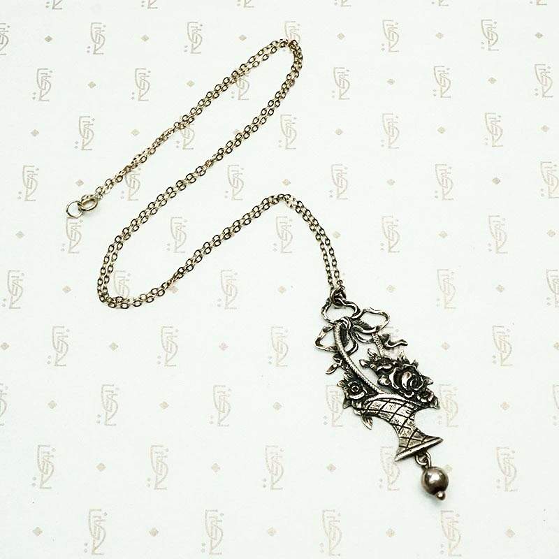 Edwardian Flower Basket Pendant in Sterling Silver