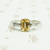emerald cut imperial topaz baguette diamond sides platinum vintage engagement ring