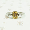 emerald cut imperial topaz baguette diamond sides platinum vintage engagement ring