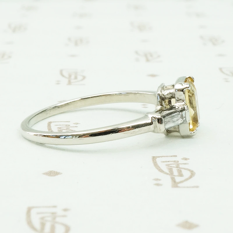 Imperial Topaz and Baguette Diamond Engagement Ring