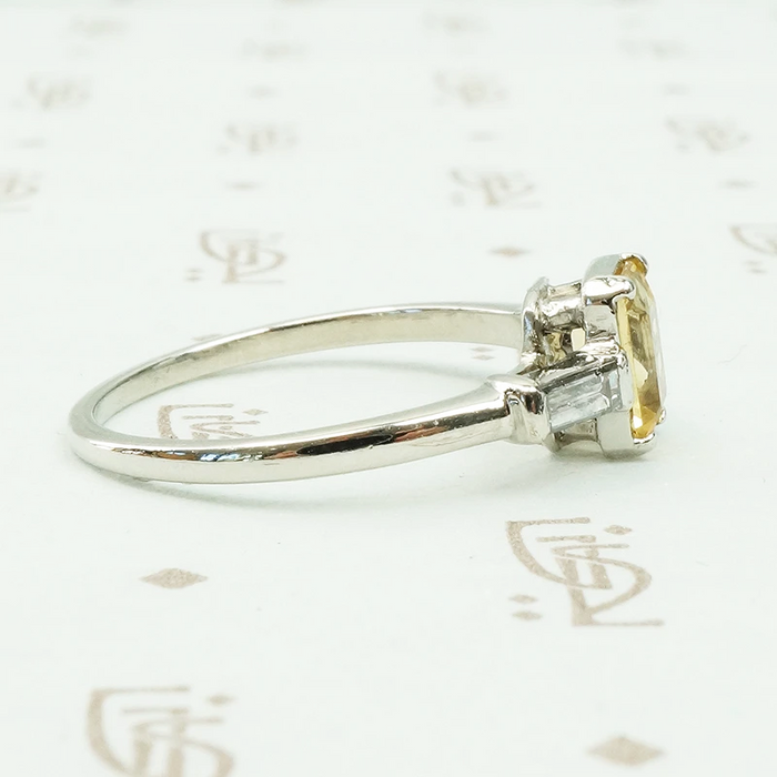 Imperial Topaz and Baguette Diamond Engagement Ring