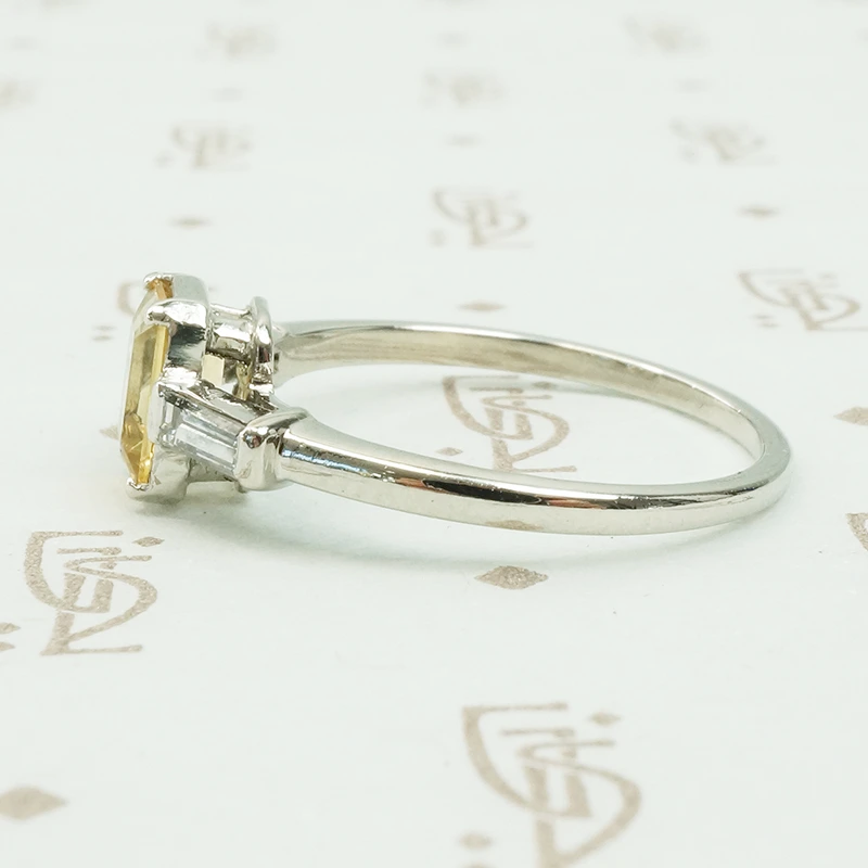 Imperial Topaz and Baguette Diamond Engagement Ring