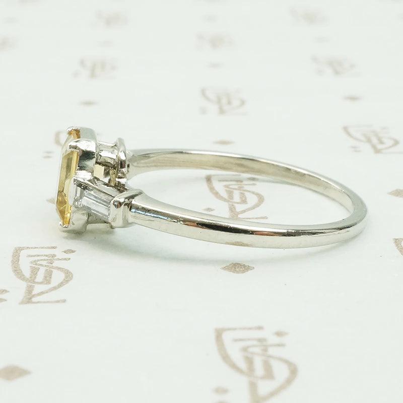 Imperial Topaz and Baguette Diamond Engagement Ring