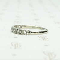 Deco Step Side Diamond White Gold Band. Side view.