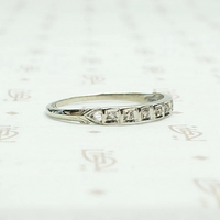 Deco Step Side Diamond White Gold Band. Side view.