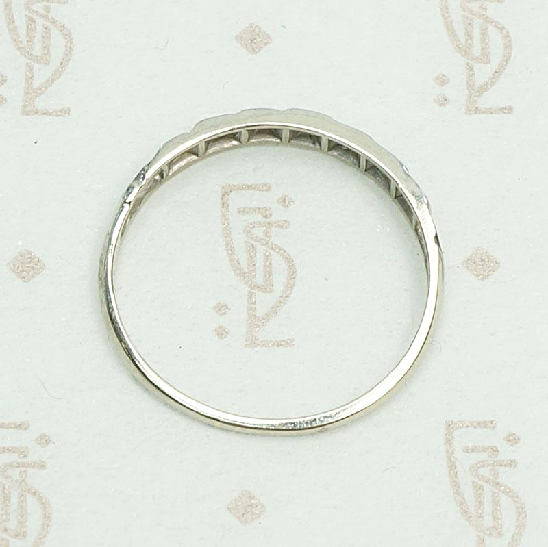 Deco Step Side Diamond White Gold Band. Top view.