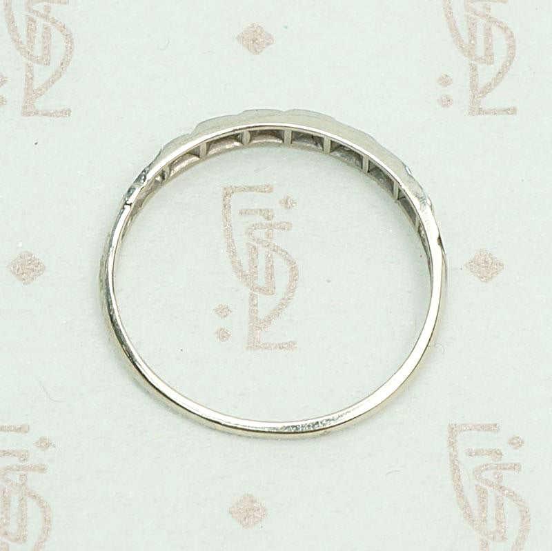 Deco Step Side Diamond White Gold Band. Top view.