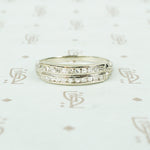 vintage white gold double row diamond band