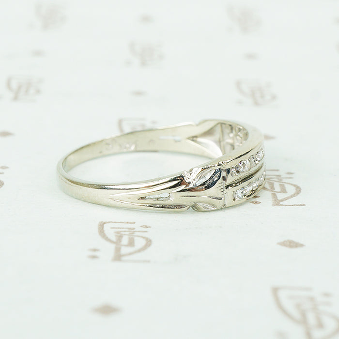 The 1930's White gold Double Row Diamond Band