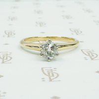 chunky old mine cut cushion diamond solitaire engagement ring 14k yellow gold 19th century