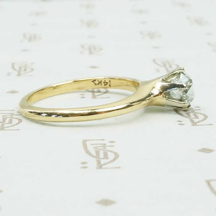 Cushion Old Mine Cut Gold Solitaire