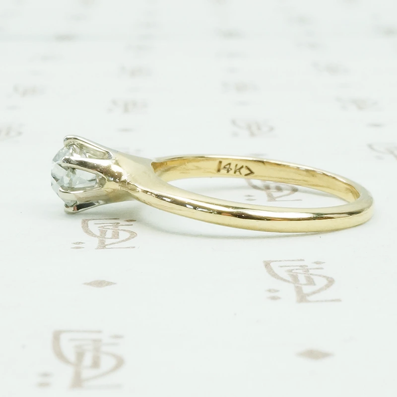 Cushion Old Mine Cut Gold Solitaire