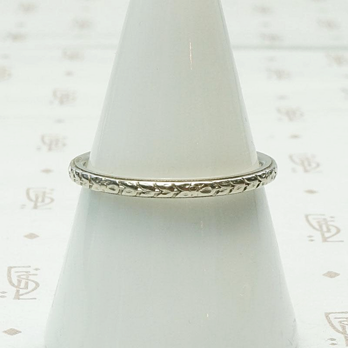 Vintage "Loyal" Band in White Gold
