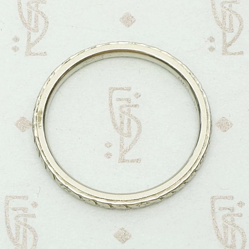 Vintage "Loyal" Band in White Gold