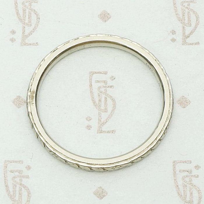 Vintage "Loyal" Band in White Gold