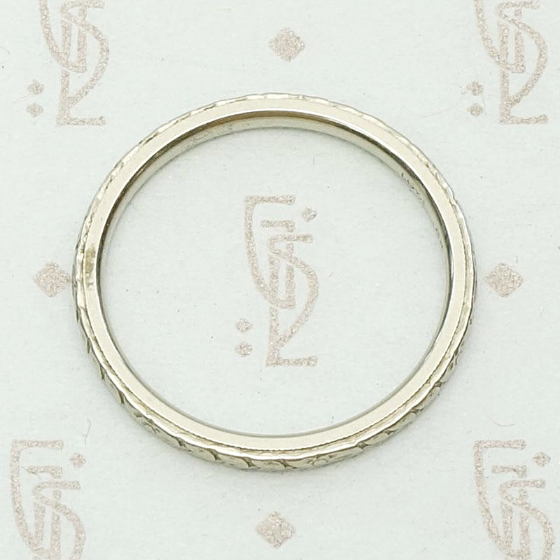 Vintage "Loyal" Band in White Gold