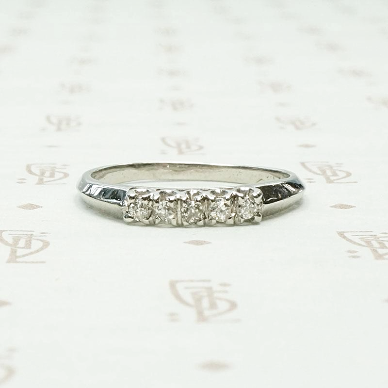 Pristine Wedding Band with Old Mine Cut Diamonds & Platinum