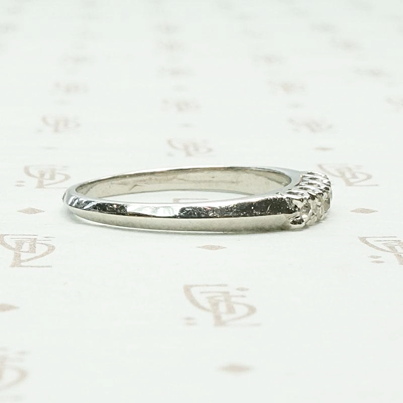 Pristine Wedding Band with Old Mine Cut Diamonds & Platinum, right view.