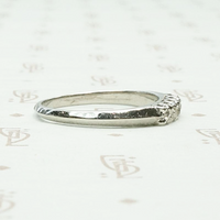 Pristine Wedding Band with Old Mine Cut Diamonds & Platinum, right view.