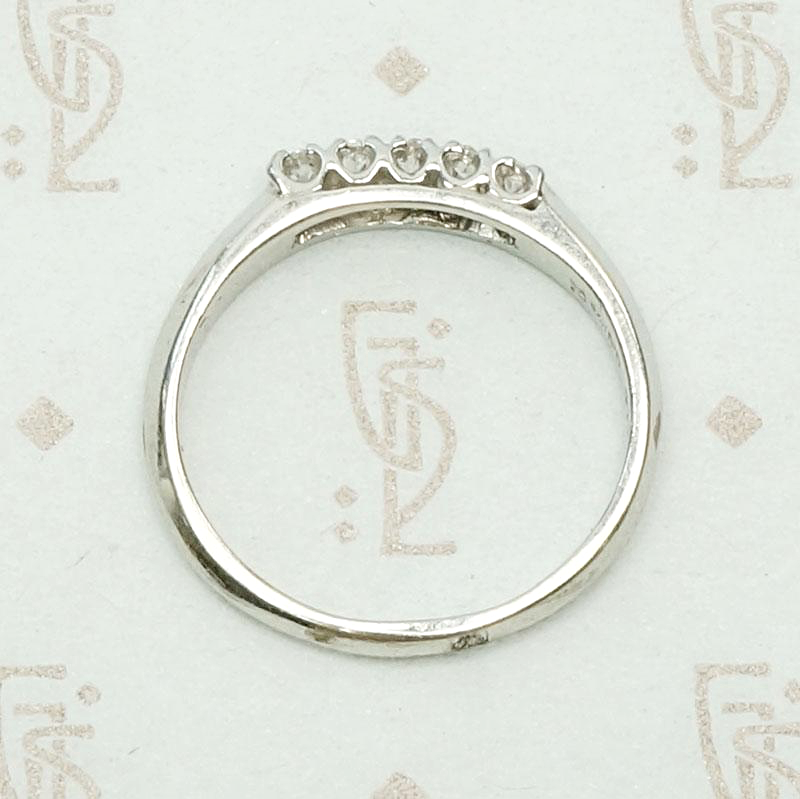 Pristine Wedding Band with Old Mine Cut Diamonds & Platinum, top view.