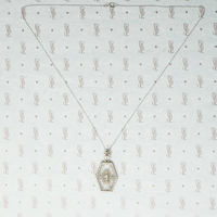 Unusual Camphor Glass in Filigree Necklace