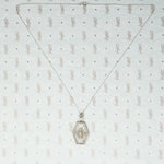 Unusual Camphor Glass in Filigree Necklace