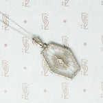 Unusual Camphor Glass in Filigree Necklace