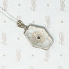 Unusual Camphor Glass in Filigree Necklace