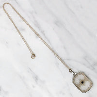 Lacy Filigree Framed Camphor Glass Necklace