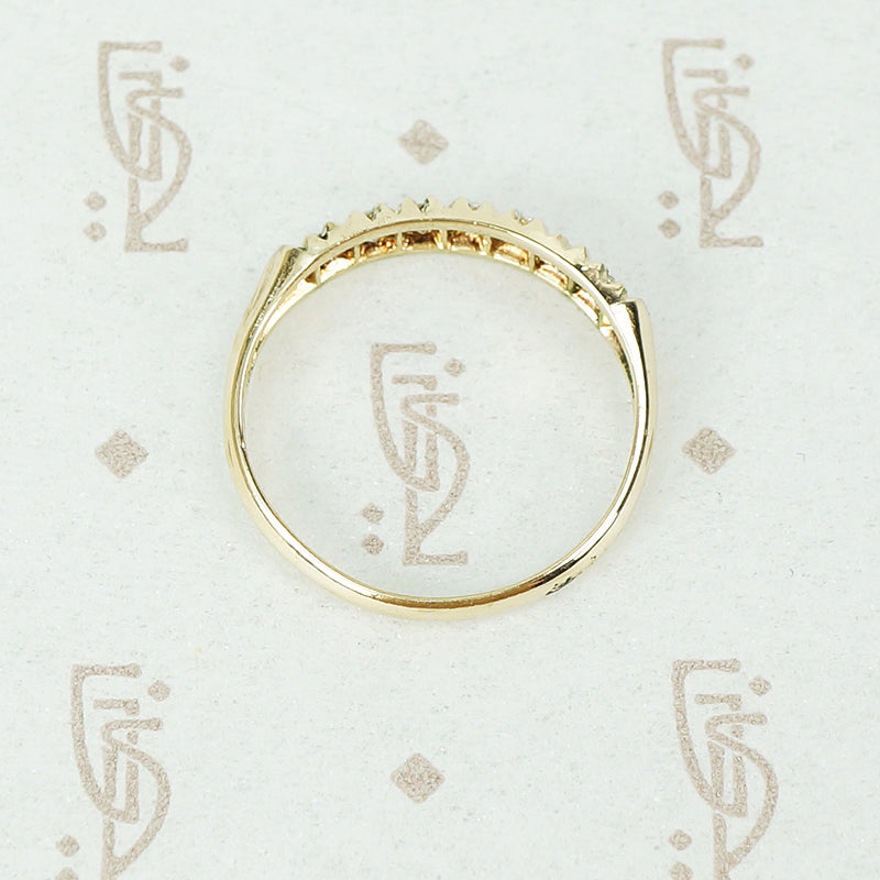Vintage Low Profile Yellow Gold Diamond Band