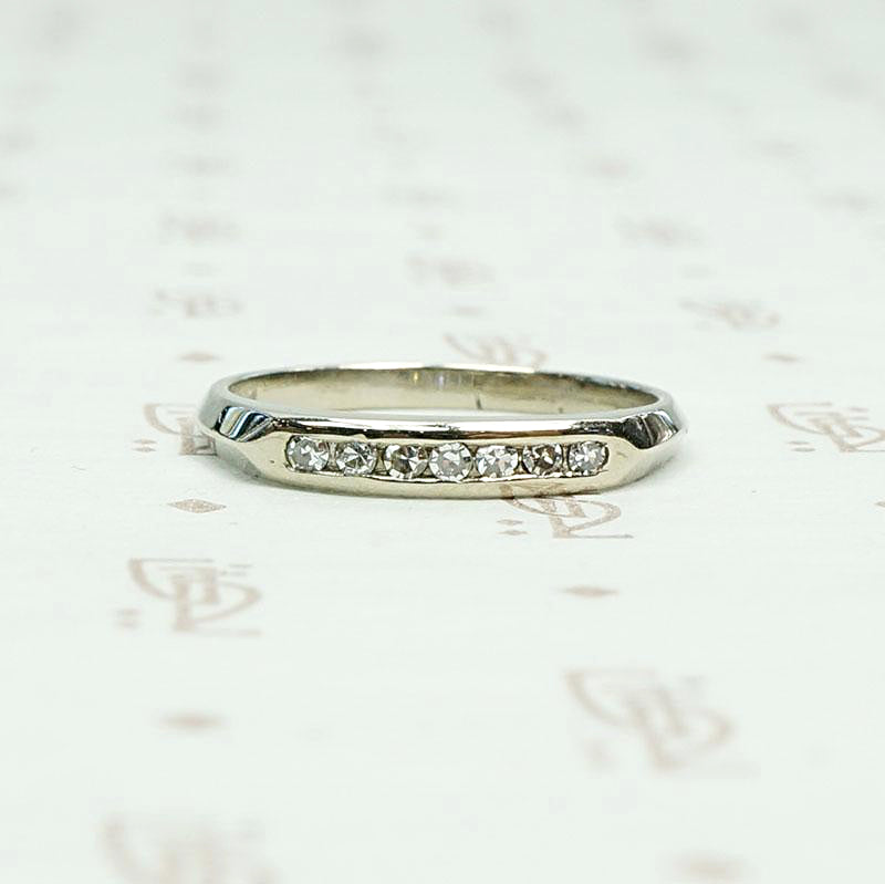 Slim Channel Set Diamond White Gold Band
