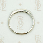 Slim Channel Set Diamond White Gold Band. Top view.