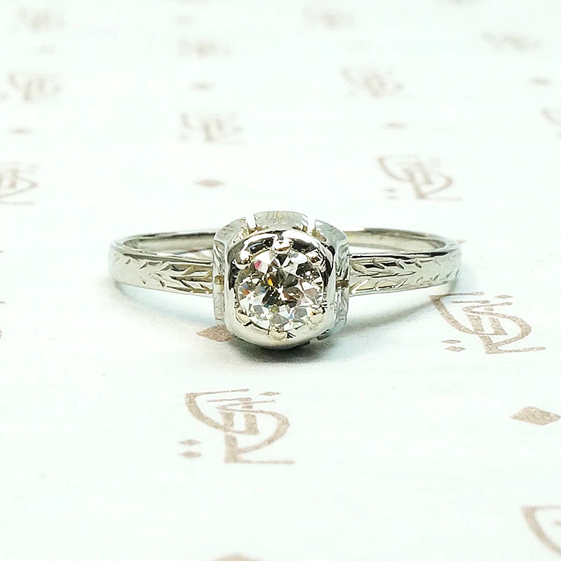 Delicate Deco Diamond Solitaire by Belias