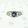 Deco Sapphire Solitaire in White Gold Filigree