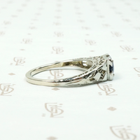 Deco Sapphire Solitaire in White Gold Filigree