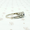Deco Sapphire Solitaire in White Gold Filigree
