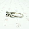Deco Sapphire Solitaire in White Gold Filigree