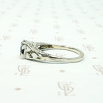 Deco Sapphire Solitaire in White Gold Filigree