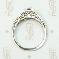 Deco Sapphire Solitaire in White Gold Filigree
