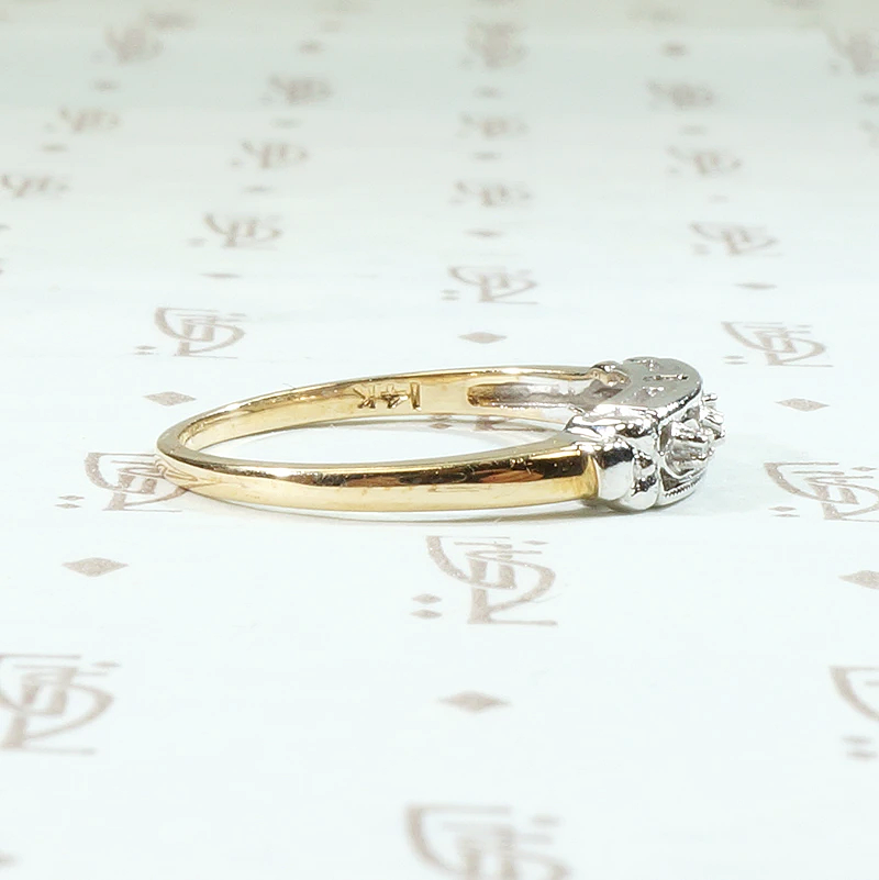 Pansies NOS Two Tone Diamond Wedding Band