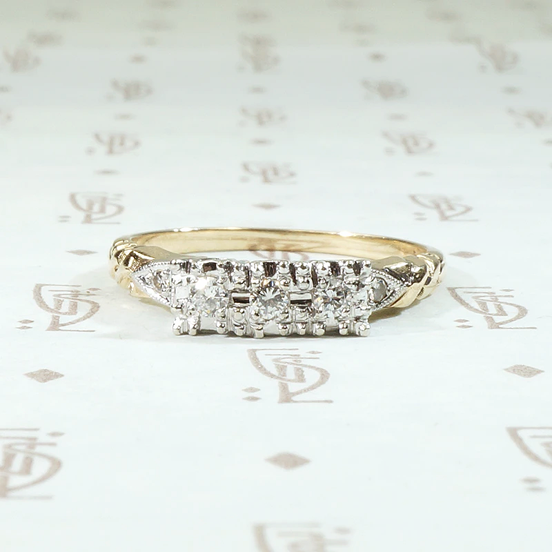 Crisp NOS Two Tone Diamond Wedding Band