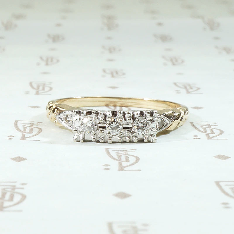 Crisp NOS Two Tone Diamond Wedding Band