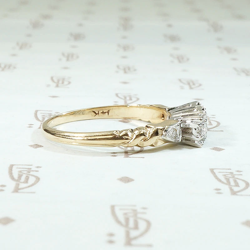 Crisp NOS Two Tone Diamond Wedding Band