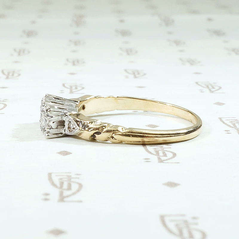 Crisp NOS Two Tone Diamond Wedding Band