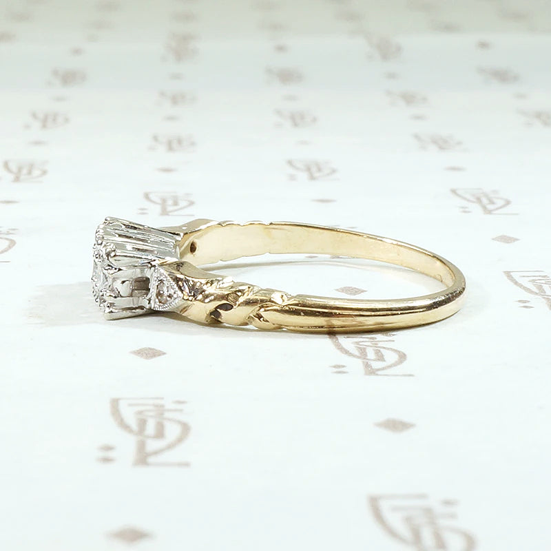 Crisp NOS Two Tone Diamond Wedding Band