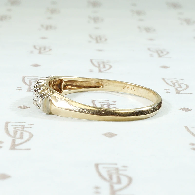 Five Diamond Knife Edge Gold Wedding Band