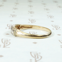 Five Diamond Knife Edge Gold Wedding Band